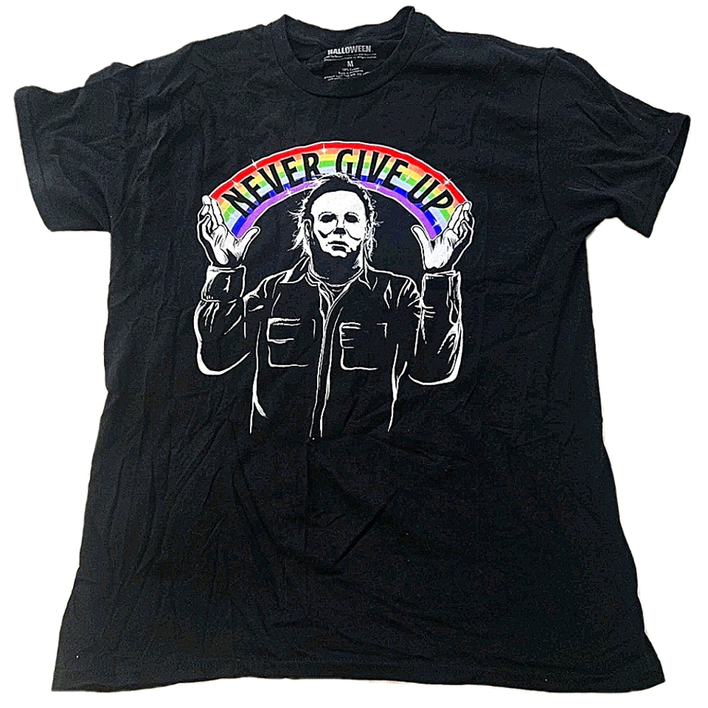 Michael Myers Never Give Up Black T-Shirt Size M